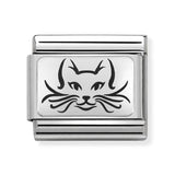 Composable Classic Dekoratif Link - Plakalar Oksitlenmiş - Kedi - (05 Cat) 925 Gümüş
