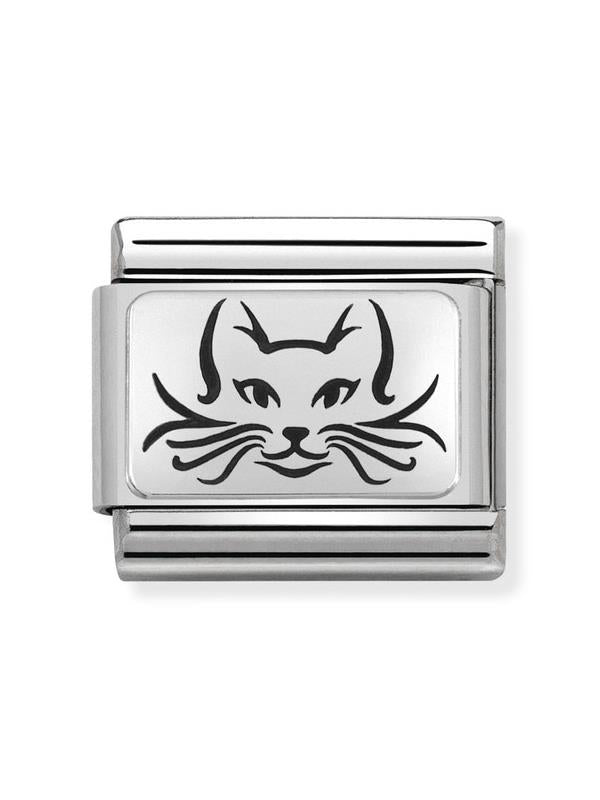 Composable Classic Dekoratif Link - Plakalar Oksitlenmiş - Kedi - (05 Cat) 925 Gümüş